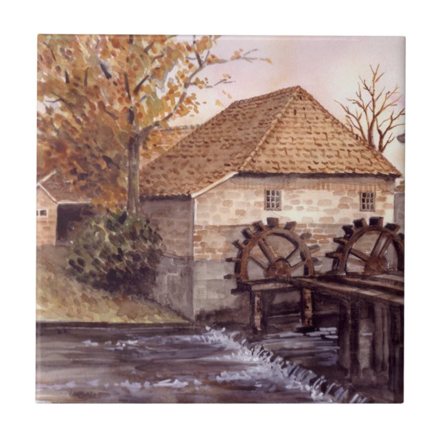 Carreau En Céramique Watermill Watercolor (Devant)