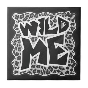 Carreau En Céramique Wild Me Leopard blanc et noir