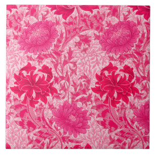 Carreau En Céramique William Morris Chrysanthemums, Fuchsia Pink