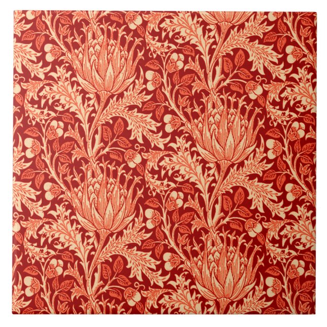 Carreau En Céramique William Morris Damask, profond orange (Devant)