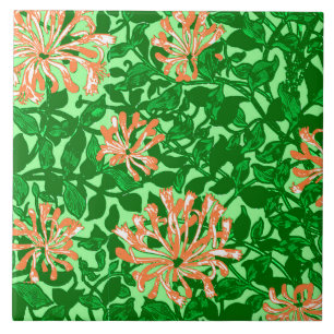 Carreau En Céramique William Morris Honeysuckle, Peach et Green