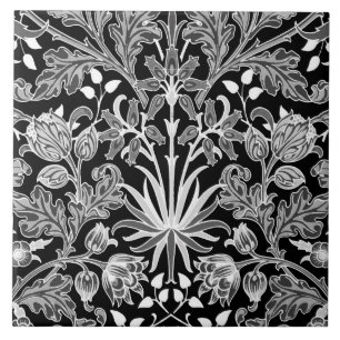 Carreau En Céramique William Morris Hyacinth Imprimer, noir et blanc