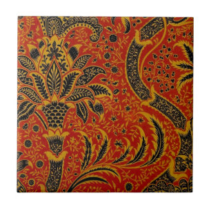 Carreau En Céramique William Morris India Rouge Floral Vintage Classiqu