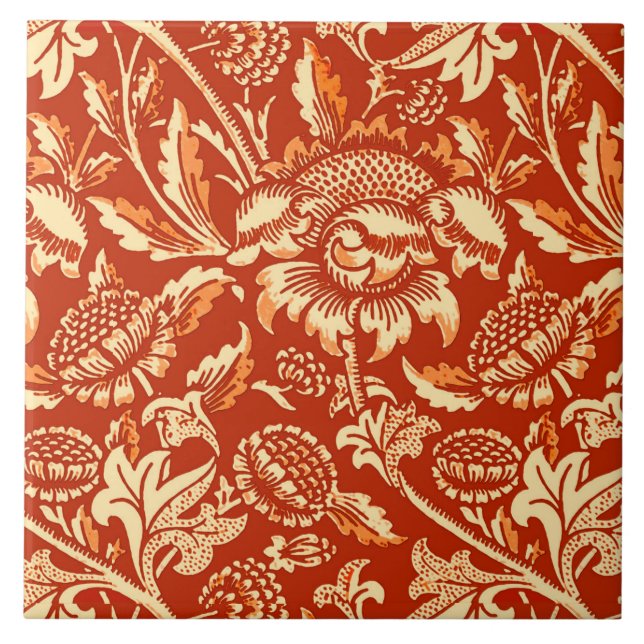 Carreau En Céramique William Morris Sunflowers, Mandarin Orange (Devant)