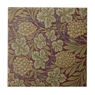 Carreau En Céramique William Morris Vine Grappe Rouge Vert Art