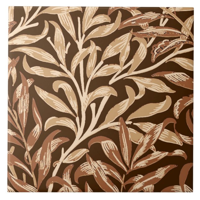 Carreau En Céramique William Morris Willow Bough, Taupe et Brown (Devant)