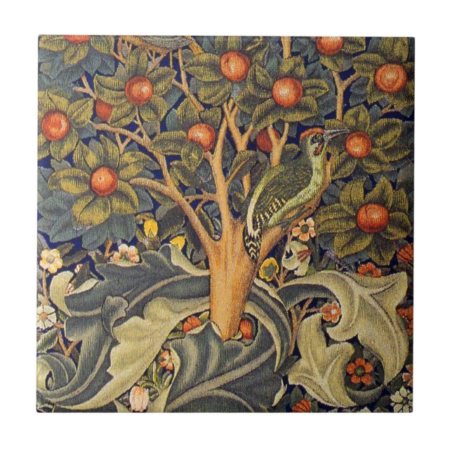 Carreau En Céramique William Morris Woodpecker Pré-Raphaelite (Devant)