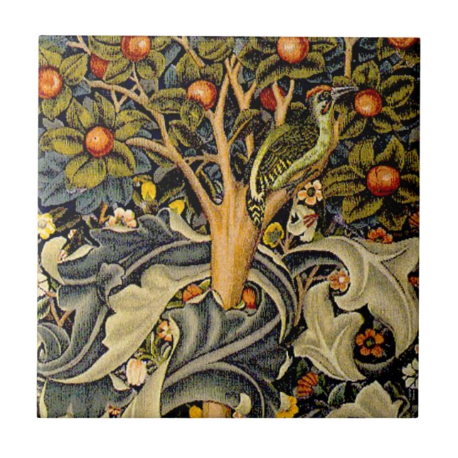 Carreau En Céramique William Morris Woodpecker Tapestry Arts & Artisana (Devant)