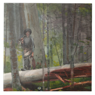 Carreau En Céramique Winslow Homer - chasseur dans l'Adirondacks