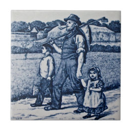 Carreau En Céramique Wise Country Village Vie Famille Antique Repro