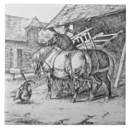 Carreau En Céramique Wm Wise Minton Farm Animals Cheval Tile Repro
