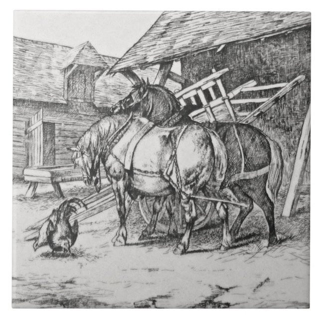 Carreau En Céramique Wm Wise Minton Farm Animals Cheval Tile Repro (Devant)
