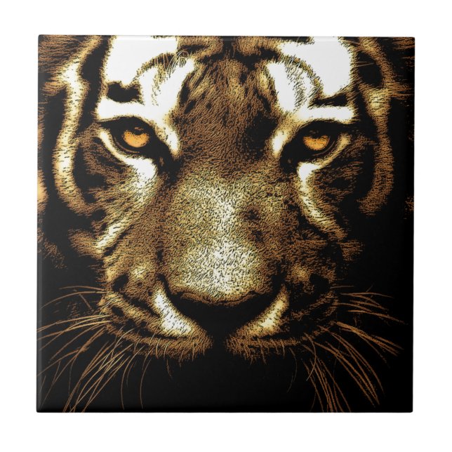 Carreau En Céramique Yeux de tigres sauvages (Devant)