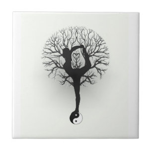 Carreau En Céramique Yin Yang, arbre de la vie, femmes, yoga