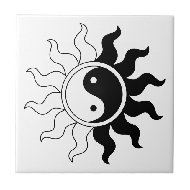 Carreau En Céramique Yin Yang symbole soleil (Devant)