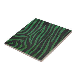 Carreau En Céramique Zebra Black et Green Print