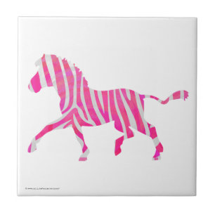 Carreau En Céramique Zebra Hot rose et blanc Silhouette