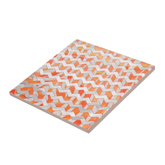 Carreau En Céramique Zebra Orange and White Print (Côté)
