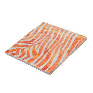 Carreau En Céramique Zebra Orange and White Print