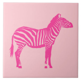 Carreau En Céramique Zèbre - Fuchsia et rose clair