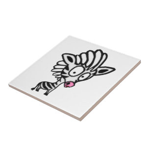 Carreau En Céramique Zèbre mignon de bande dessinée