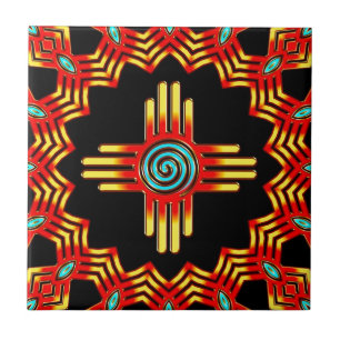 Carreau En Céramique Zia Soleil - Zia Pueblo - Nouveau-Mexique