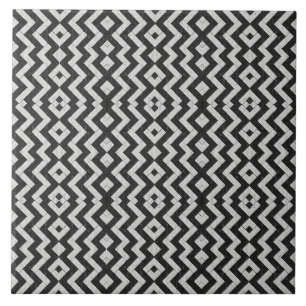 Carreau En Céramique Zig-Zag Pavés en brique blanche et noire