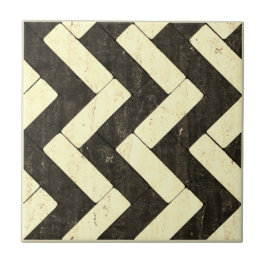 Carreau En Céramique Zig-Zag Pavés en brique blanche et noire
