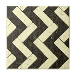 Carreau En Céramique Zig-Zag Pavés en briques blanches et noires