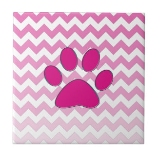 Carreau En Céramique Zigzag magenta de monogramme de patte de Chevron