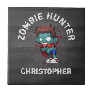 Carreau En Céramique Zombie Hunter with Blood Splatter Creepy