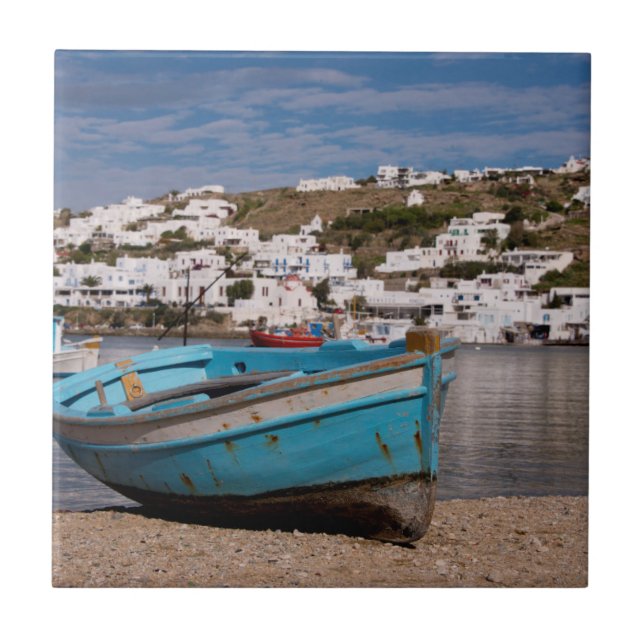 Carreau En Céramique Zone portuaire avec bateaux de pêche grecs (Devant)