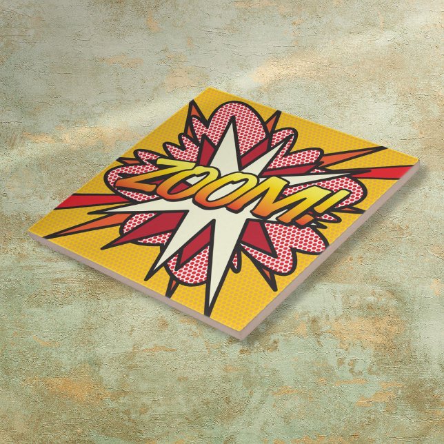 Carreau En Céramique ZOOM Fun Retro Comédie Livre Pop Art (ZOOM Fun Retro Comic Book Pop Art Tile)