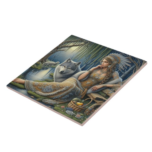 Carreau Enchantement Lune dans la Forêt Mystique (Côté)