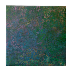 Carreau Encre d'alcool vert foncé et bleu Abstrait