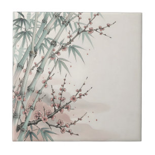 Carreau Encre de fleur de prunier en bambou japonais