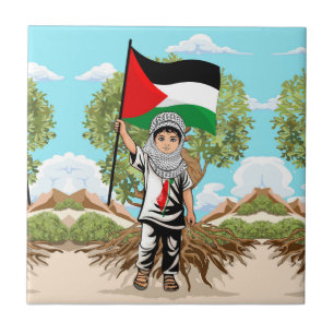 Carreau Enfant avec le drapeau de Keffiyeh Palestine