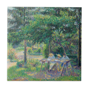 Carreau Enfants attablés dans le jardin Camille Pissarro