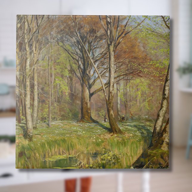 Carreau Enfants dans la forêt printanière H.A. Brendekilde (Créateur téléchargé)