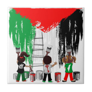 Carreau Enfants de Gaza peignant le drapeau de la Palestin