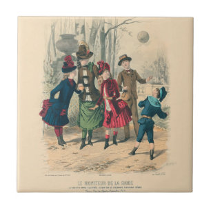 Carreau Enfants Famille Antique Victorienne Enfant