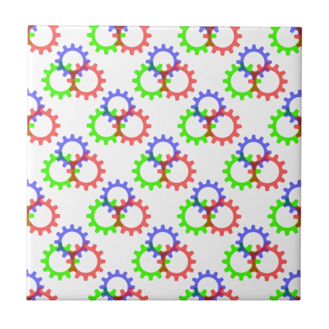 Carreau Engrenages rouges, verts et bleus (Devant)