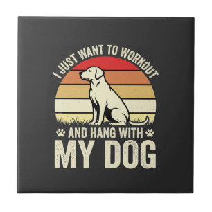 Carreau Entraînement avec mon chien Coucher de soleil rétr