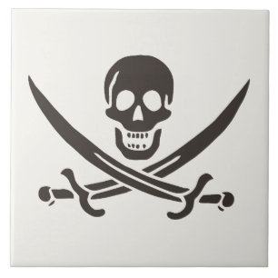 Carreau Épées de crâne d'obsidienne Drapeau de pirate de C