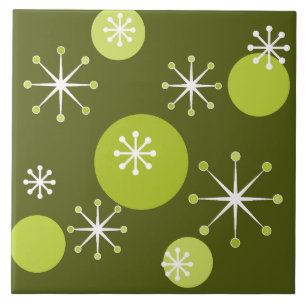Carreau Époque atomique Starburts Olive Green