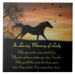 Carreau Equine Horse Memorial Nom personnalisé Poème spiri