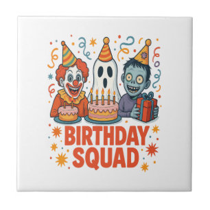 Carreau Équipe d'anniversaire Halloween Clown Fantôme Zomb