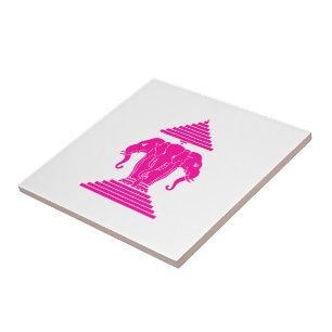 Carreau Erawan rose trois éléphant en tête Lao / Laos Drap