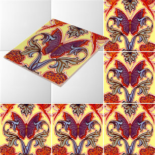 Carreau Ere victorienne 1899 Art Nouveau Motif papillon