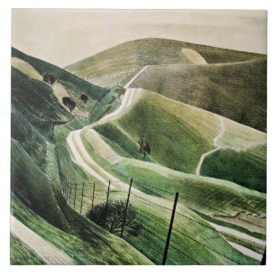 Carreau Eric Ravilious - Chalk Paths, célèbre peinture,